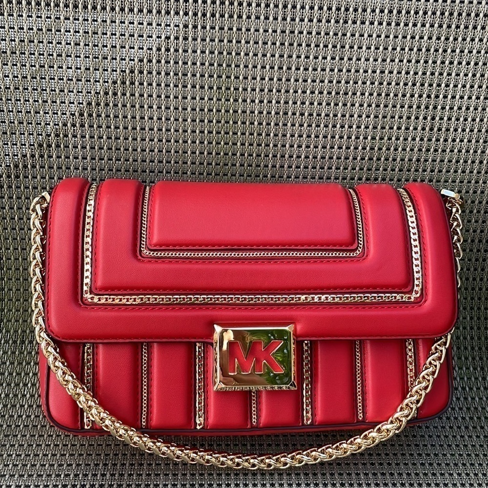 Michael Kors ❤️ chain link red shoulder bag crossbody - Picture 14 of 14